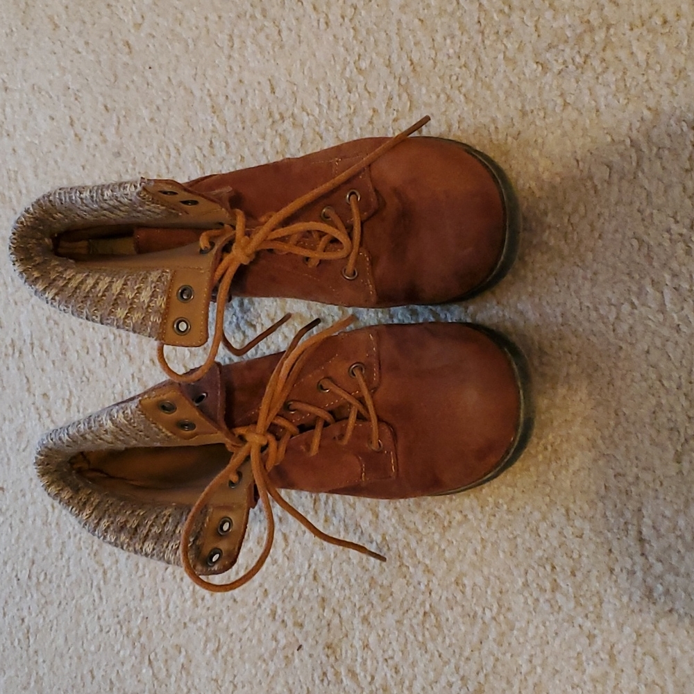 Brown suede boots
